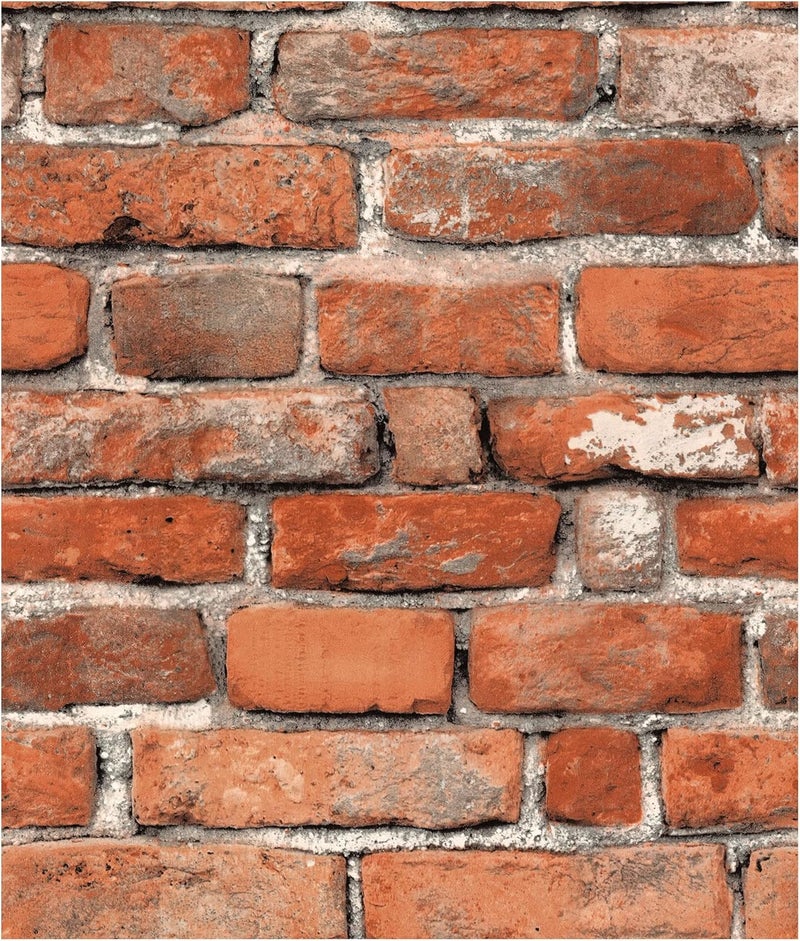 tiltil Faux Brick Peel and Stick Wallpaper 17.7" x 78.7" Contact Paper for Cabinets 3D Brick Wall Backdrop Self-Adhesive Wallpaper Red Bricky Textured Vintage Removable Wall paper for Fireplace Kitchen Vinyl - Image 1